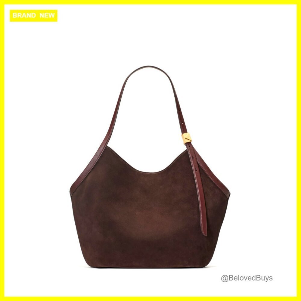 Suede Leather Tote Bag with Adjustable Shoulder Straps Fits Laptop
